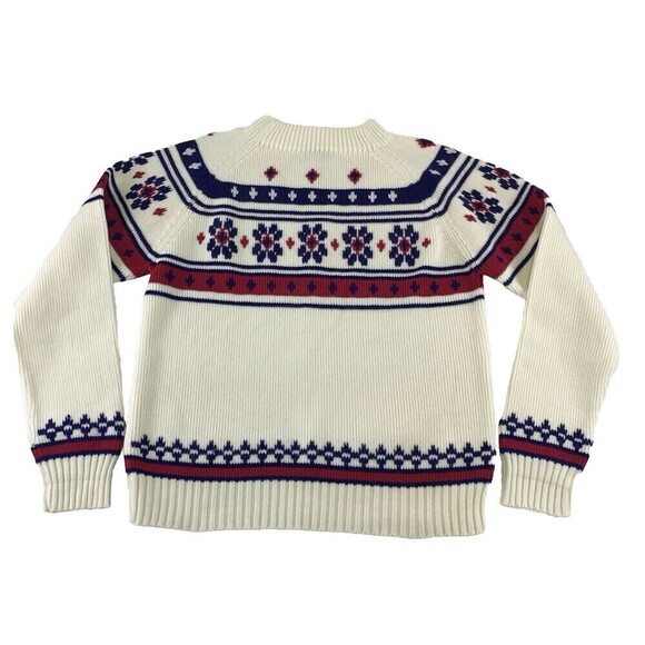 JCPenney Fair Isle Knit Sweater Cream Navy Red Acrylic Pullover Vintage Medium - Picture 1 of 12